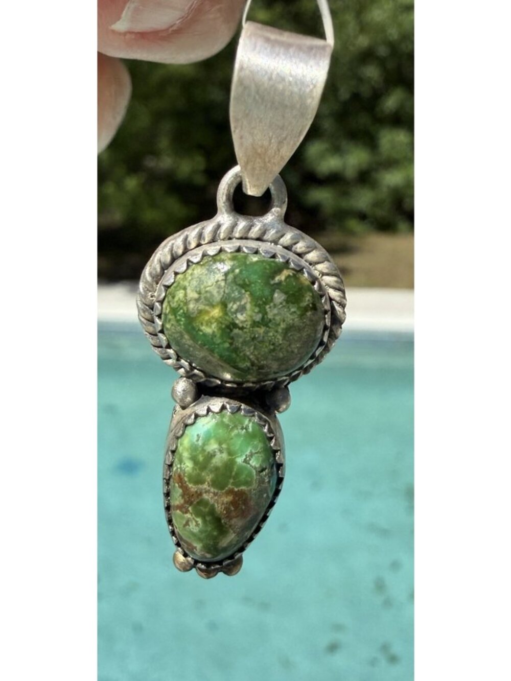 Nwt Artisan Sonoran Gold Turquoise Sterling Silver 2 Stone Pendant Southwest